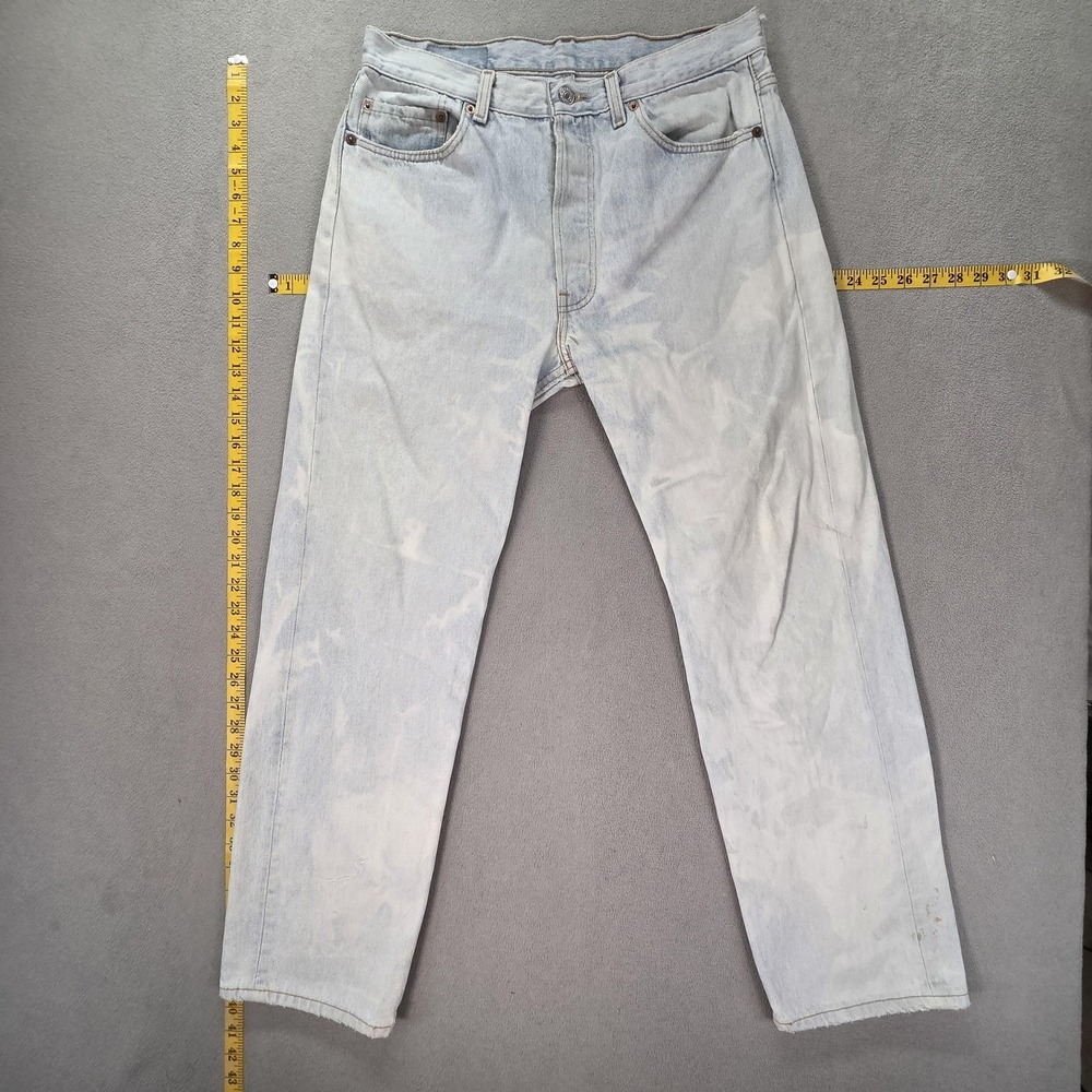 VTG Levis 501 Jeans Mens Acid Wash Light Blue Straight Button Fly USA Fits 30x29